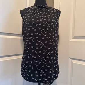 White House Black Market Black and White Patterned Blouse